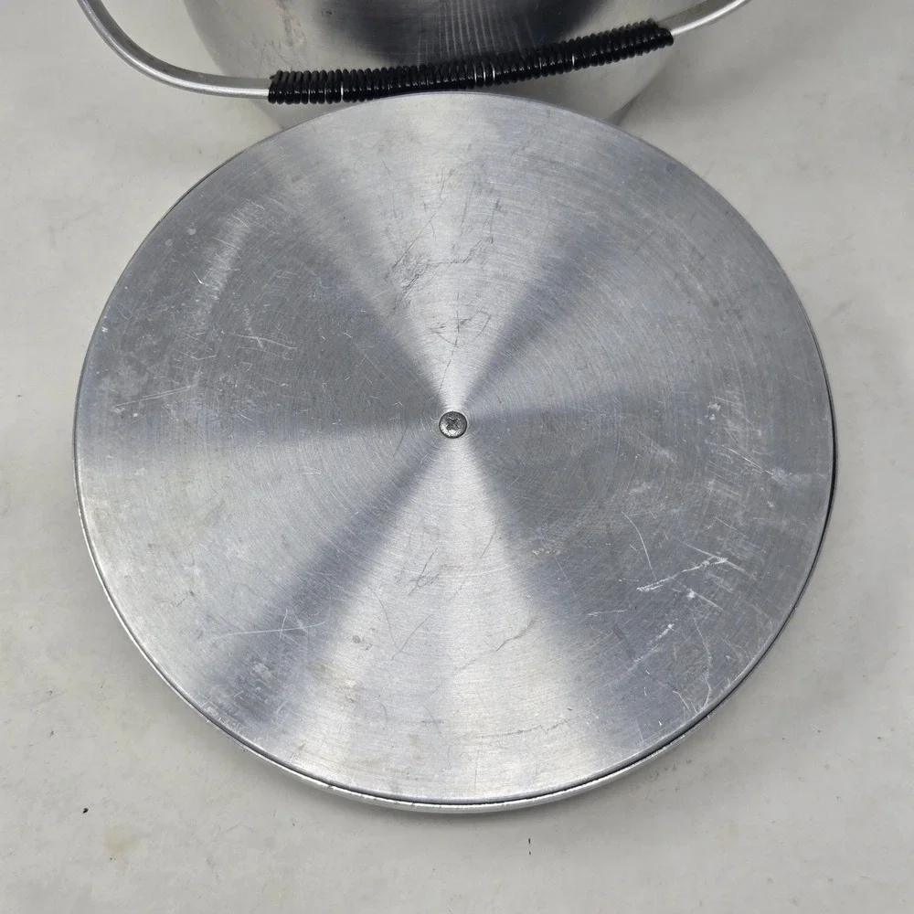 Vintage B-711 Italy Brushed Aluminum Ice Bucket Mid Century Modern Barware Lid